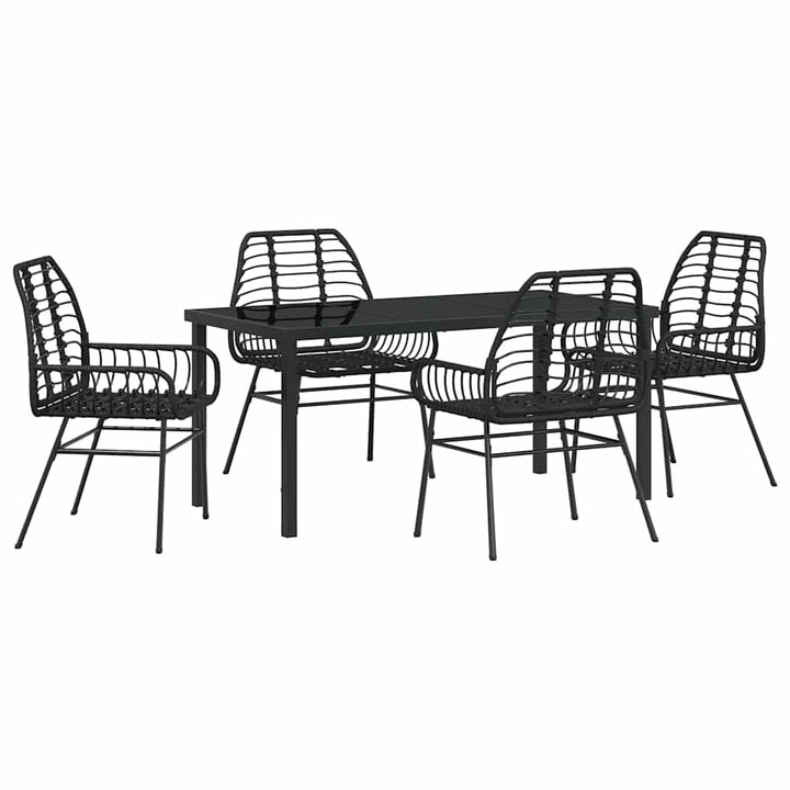 Have Spisebordssæt 5 pcs Sort polyrattan