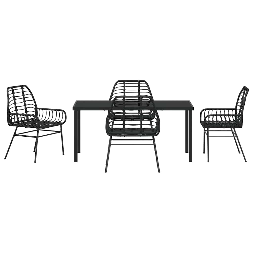 Have Spisebordssæt 5 pcs Sort polyrattan