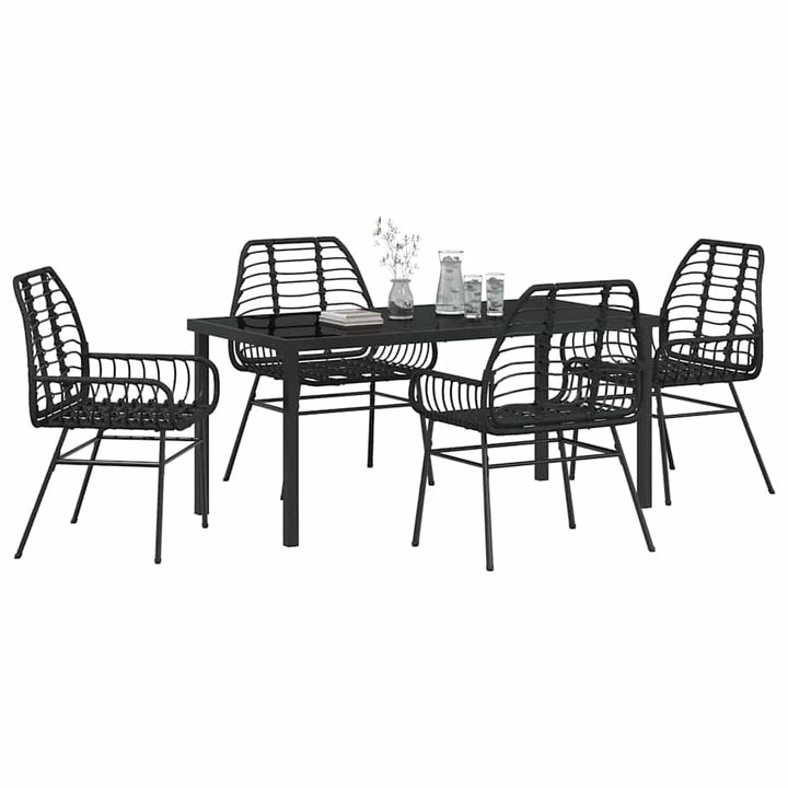 Have Spisebordssæt 5 pcs Sort polyrattan