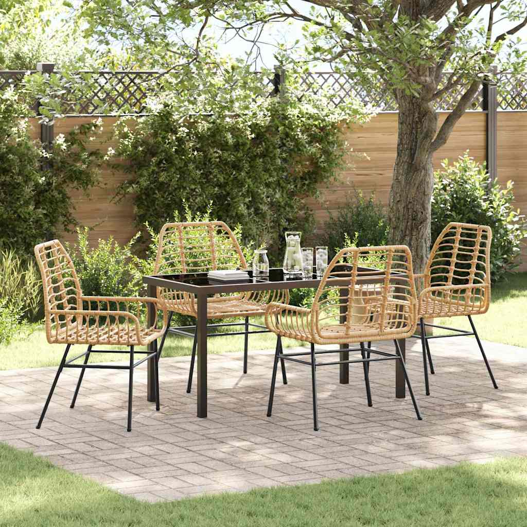 Have Spisebordssæt 5 pcs Brun polyrattan
