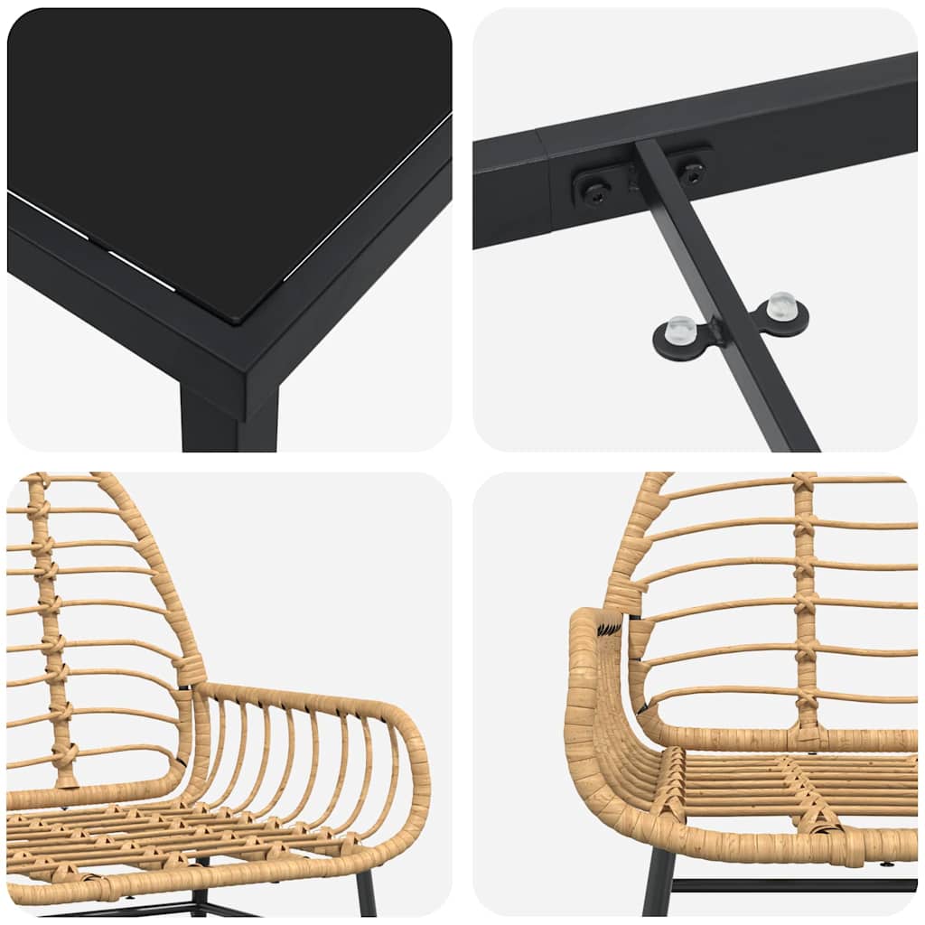 Have Spisebordssæt 5 pcs Brun polyrattan