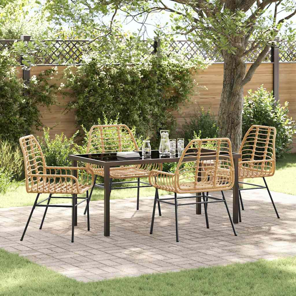 Have Spisebordssæt 5 pcs Brun polyrattan