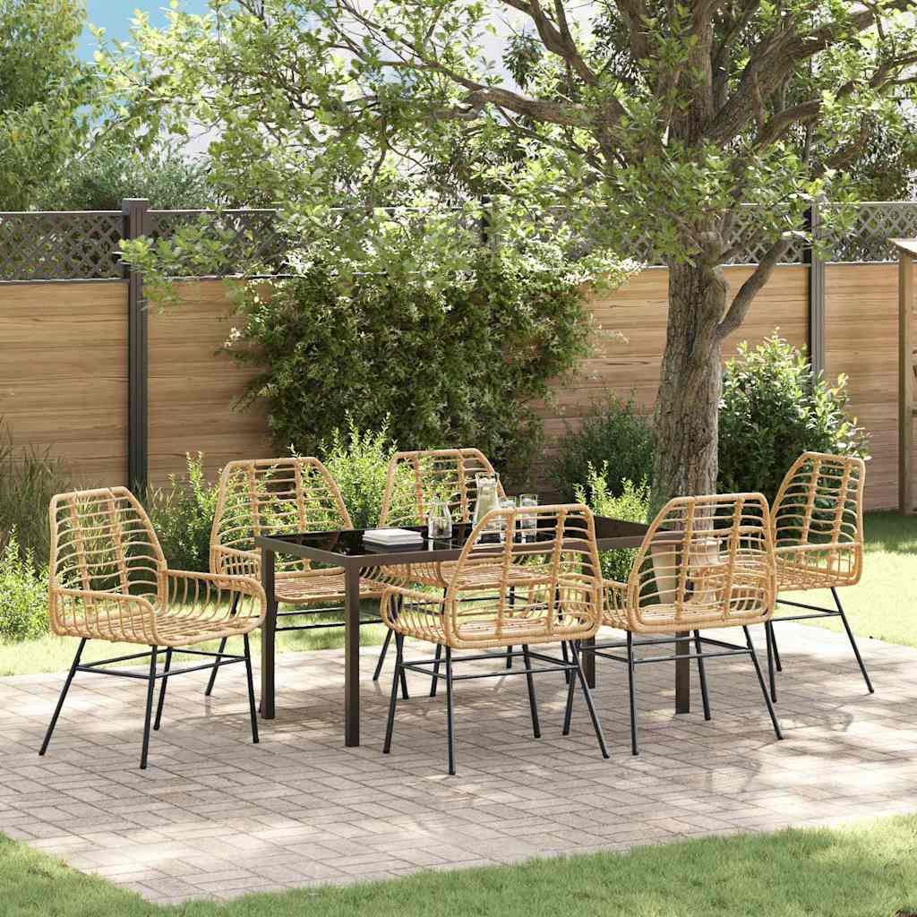 Have Spisebordssæt 7 pcs Brun polyrattan
