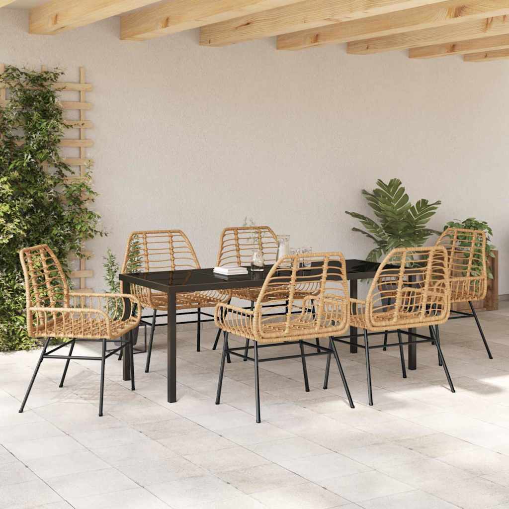 Have Spisebordssæt 7 pcs Brun polyrattan