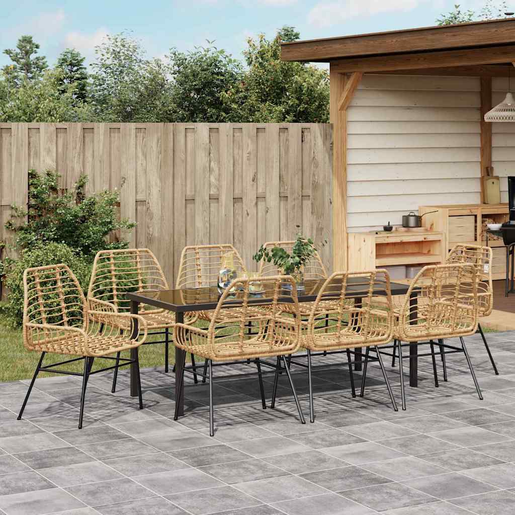 Have Spisebordssæt 9 pcs Brun polyrattan
