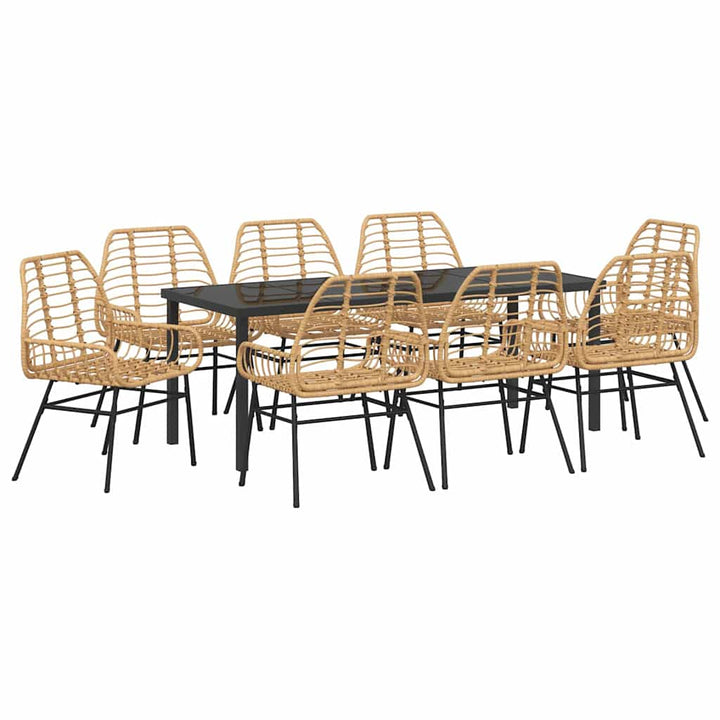 Have Spisebordssæt 9 pcs Brun polyrattan
