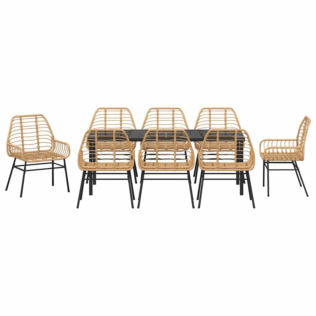 Have Spisebordssæt 9 pcs Brun polyrattan