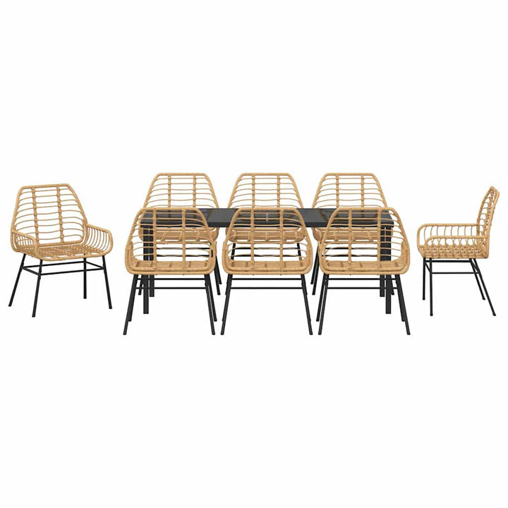 Have Spisebordssæt 9 pcs Brun polyrattan