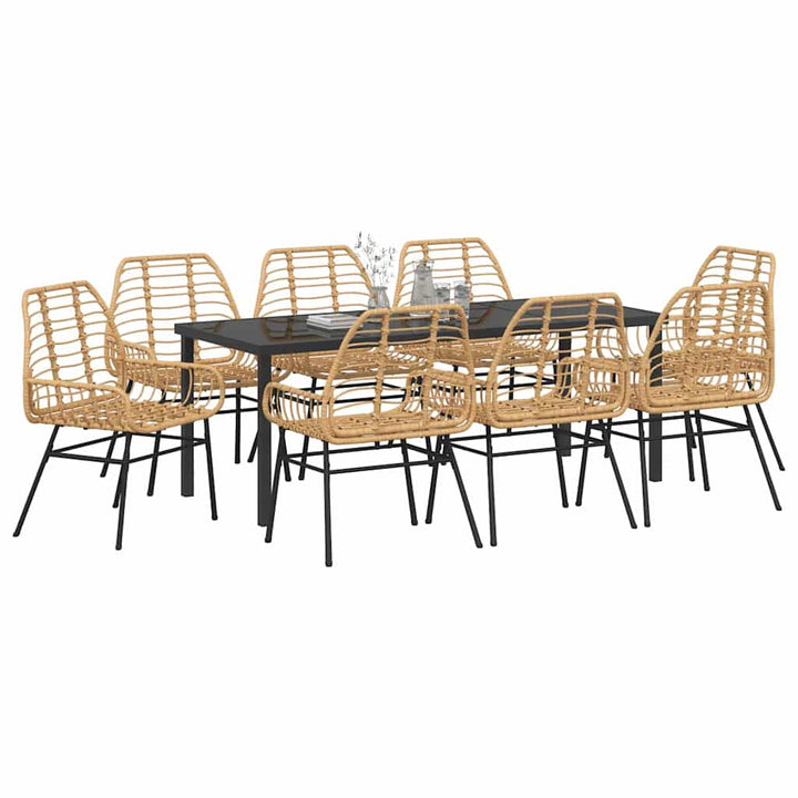 Have Spisebordssæt 9 pcs Brun polyrattan