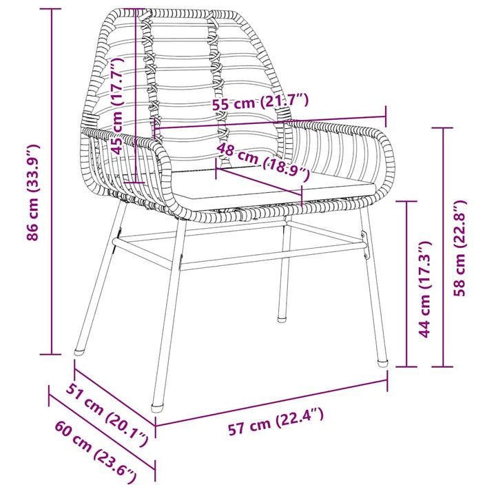 Have Spisebordssæt 5 pcs Sort polyrattan