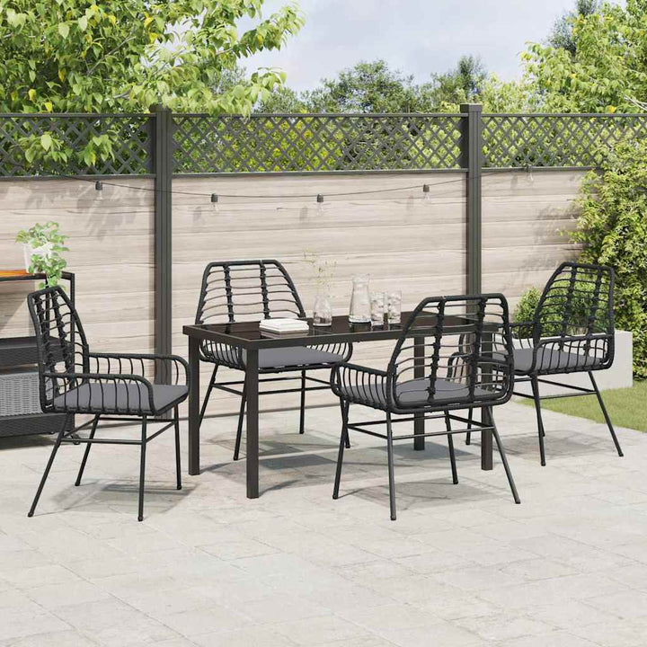 Have Spisebordssæt 5 pcs Sort polyrattan