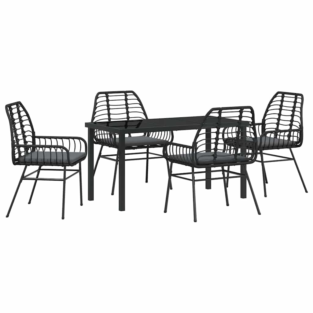 Have Spisebordssæt 5 pcs Sort polyrattan