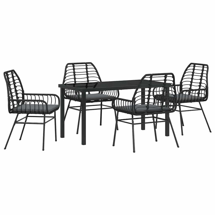 Have Spisebordssæt 5 pcs Sort polyrattan