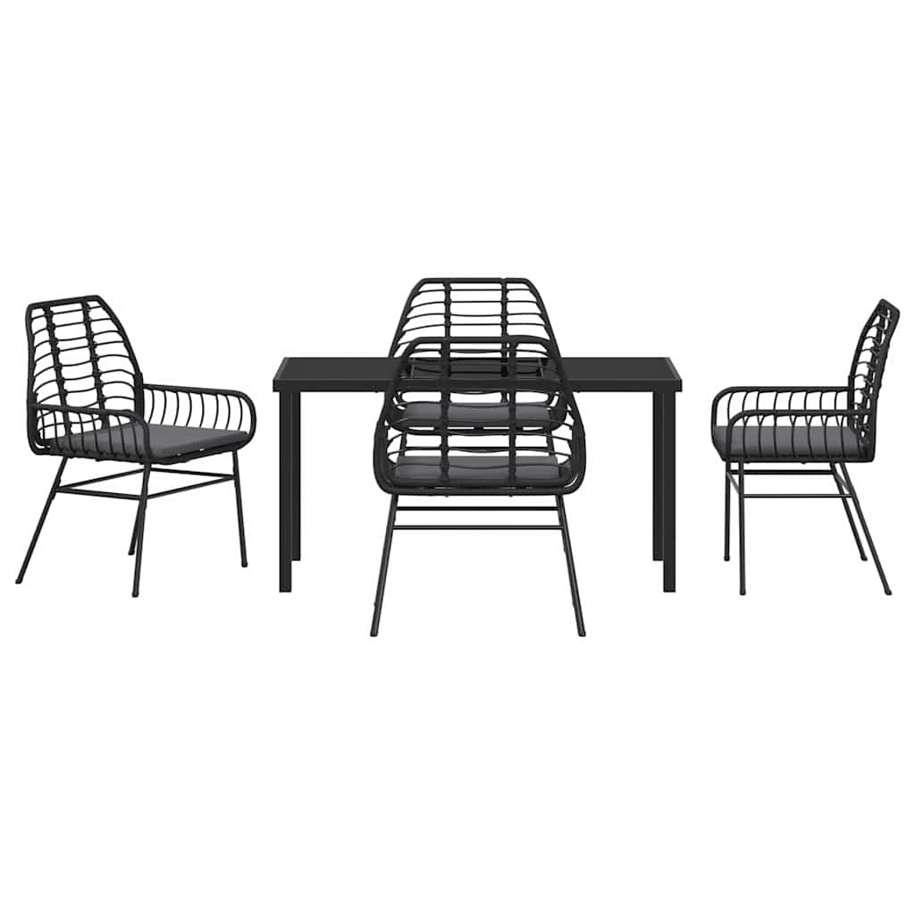 Have Spisebordssæt 5 pcs Sort polyrattan