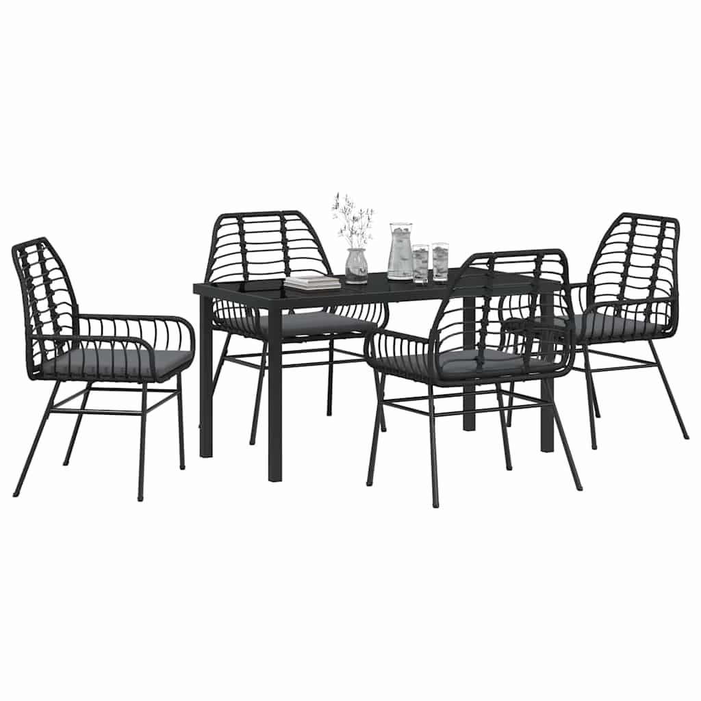 Have Spisebordssæt 5 pcs Sort polyrattan