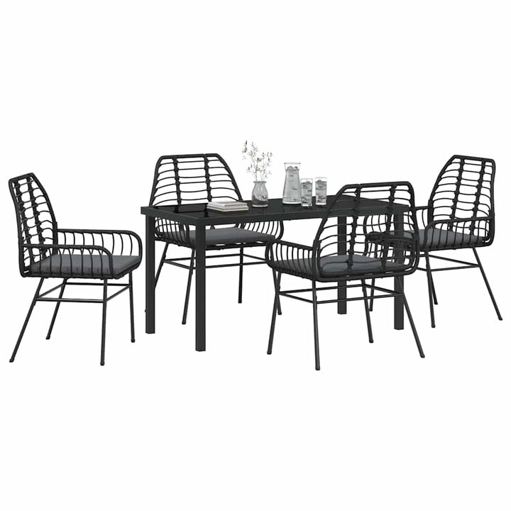 Have Spisebordssæt 5 pcs Sort polyrattan