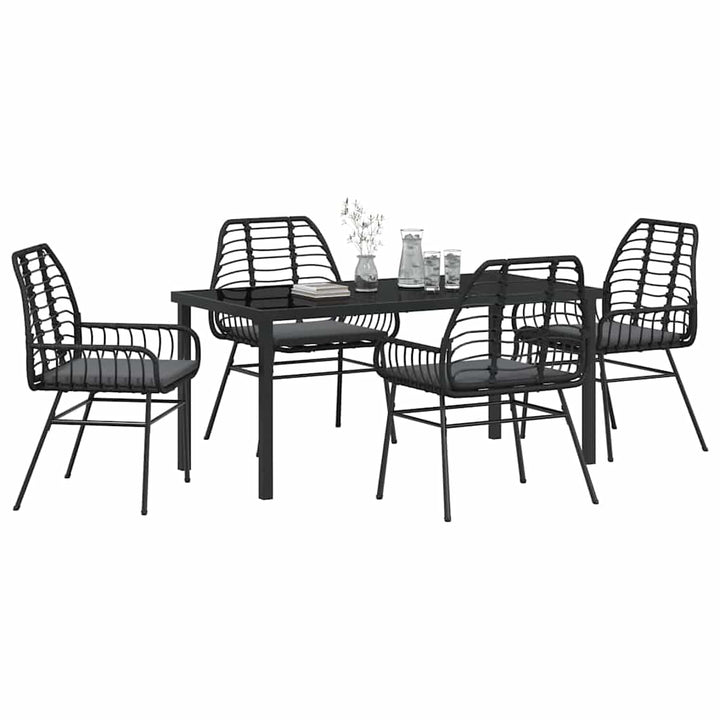 Have Spisebordssæt 5 pcs Sort polyrattan