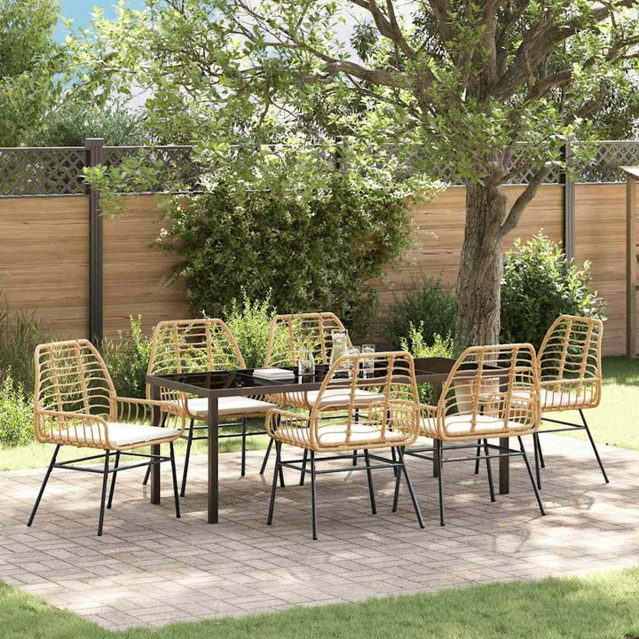 Have Spisebordssæt 7 pcs Brun polyrattan