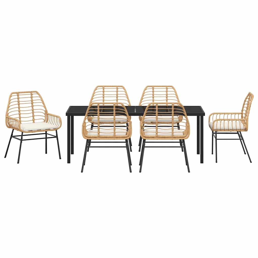Have Spisebordssæt 7 pcs Brun polyrattan