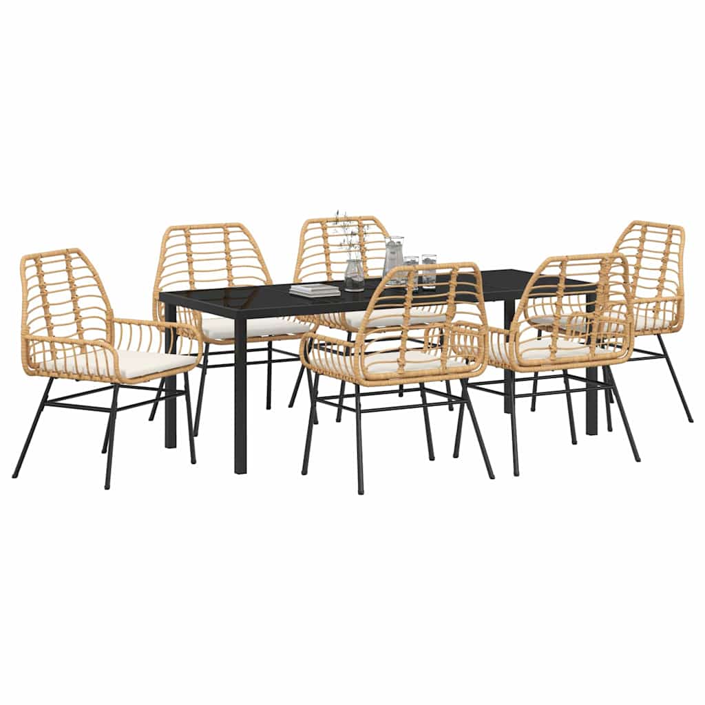 Have Spisebordssæt 7 pcs Brun polyrattan