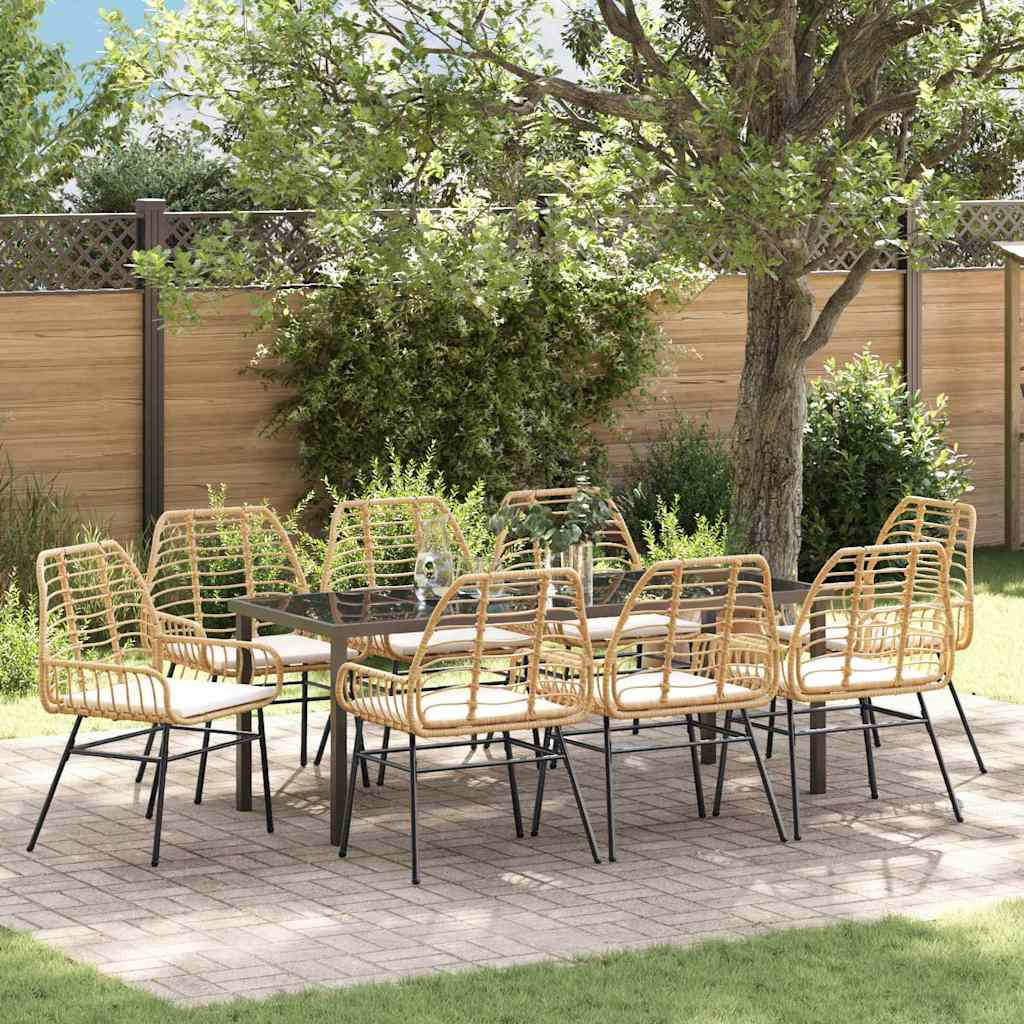 Have Spisebordssæt 9 pcs Brun polyrattan