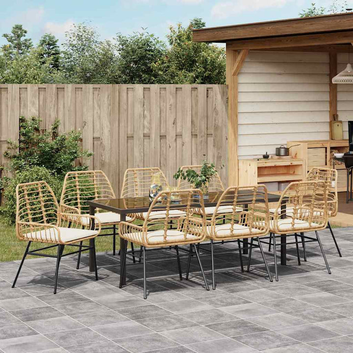 Have Spisebordssæt 9 pcs Brun polyrattan