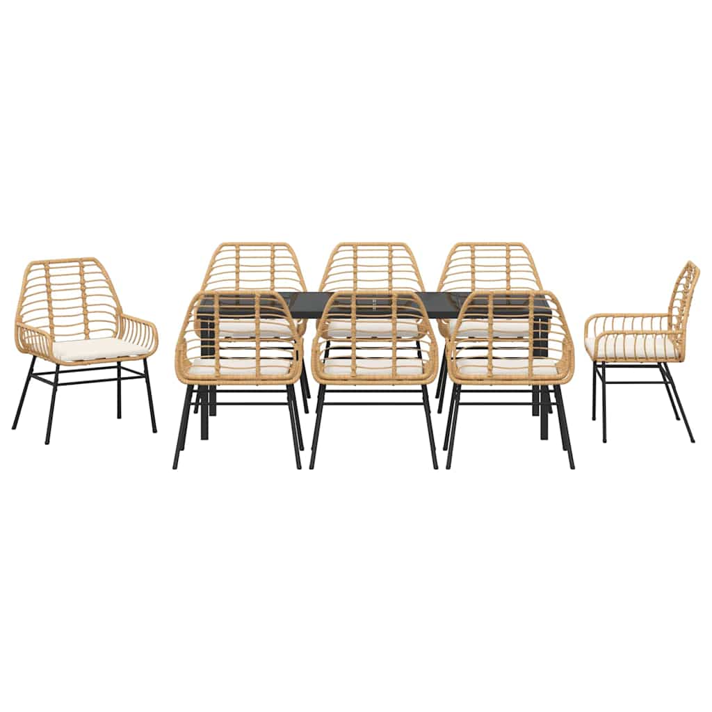 Have Spisebordssæt 9 pcs Brun polyrattan