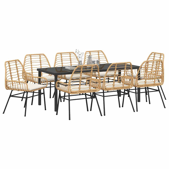 Have Spisebordssæt 9 pcs Brun polyrattan