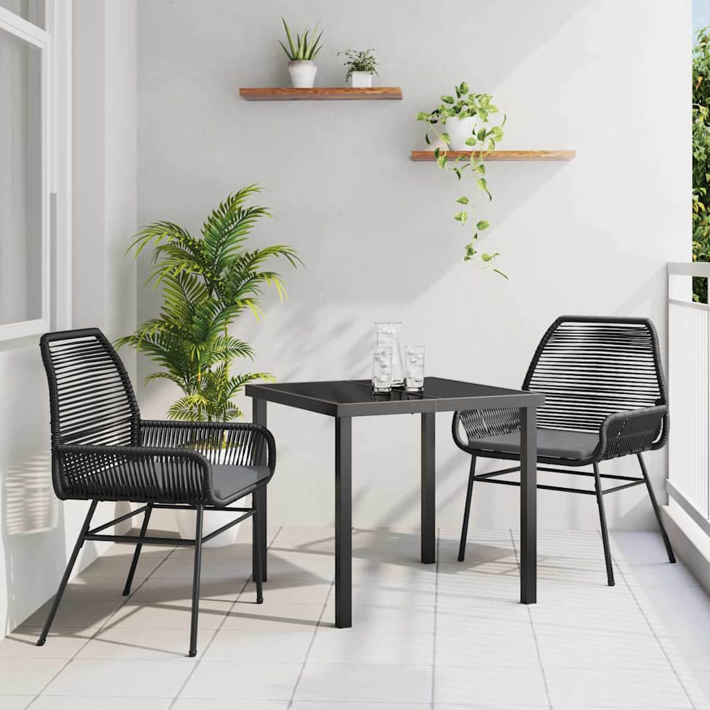 Have Spisebordssæt med pude 3 pcs Sort polyrattan