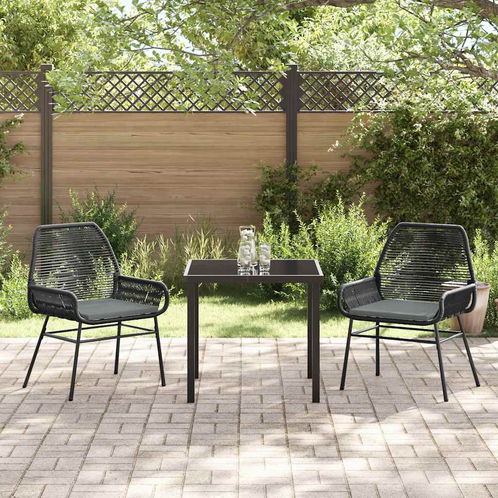Have Spisebordssæt med pude 3 pcs Sort polyrattan