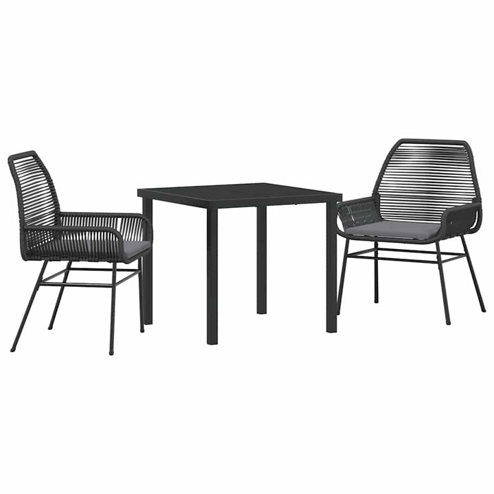 Have Spisebordssæt med pude 3 pcs Sort polyrattan