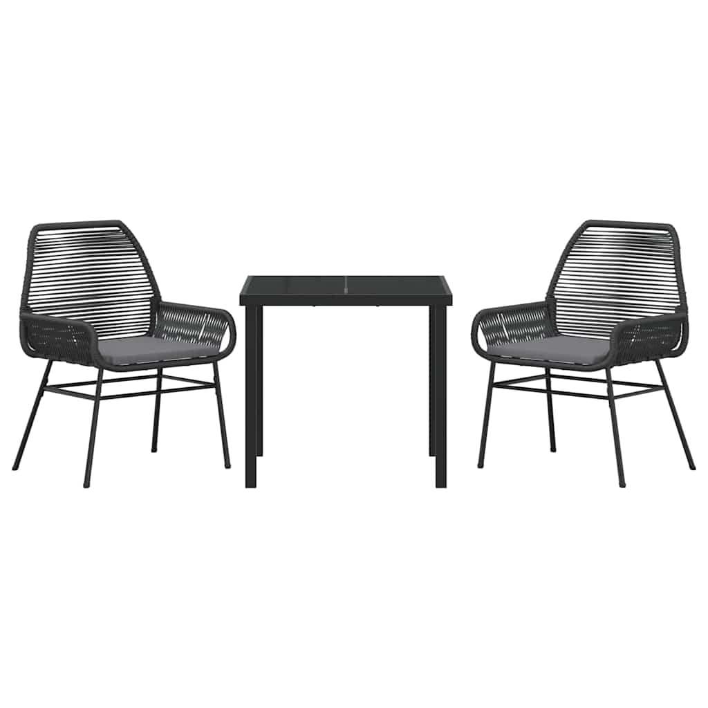 Have Spisebordssæt med pude 3 pcs Sort polyrattan
