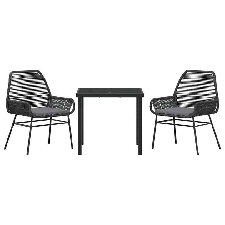 Have Spisebordssæt med pude 3 pcs Sort polyrattan