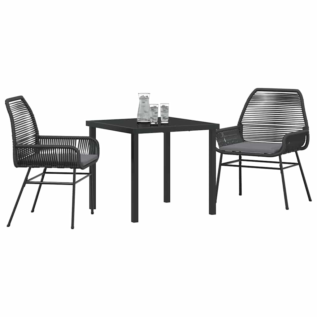 Have Spisebordssæt med pude 3 pcs Sort polyrattan