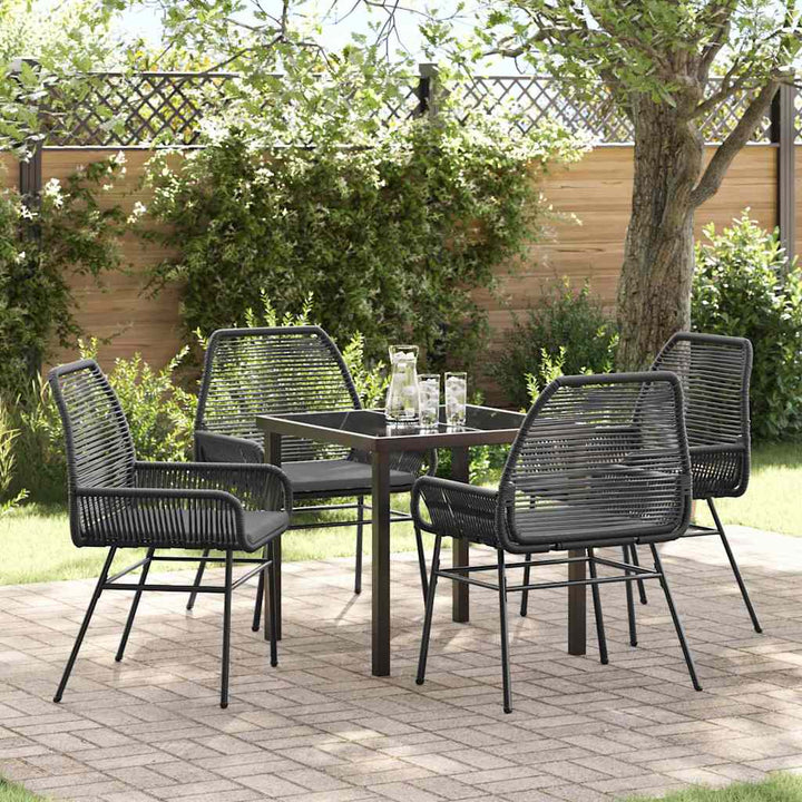 Have Spisebordssæt med pude 5 pcs Sort polyrattan
