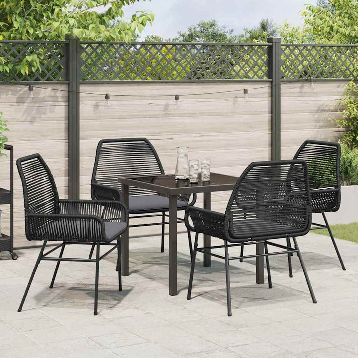 Have Spisebordssæt med pude 5 pcs Sort polyrattan
