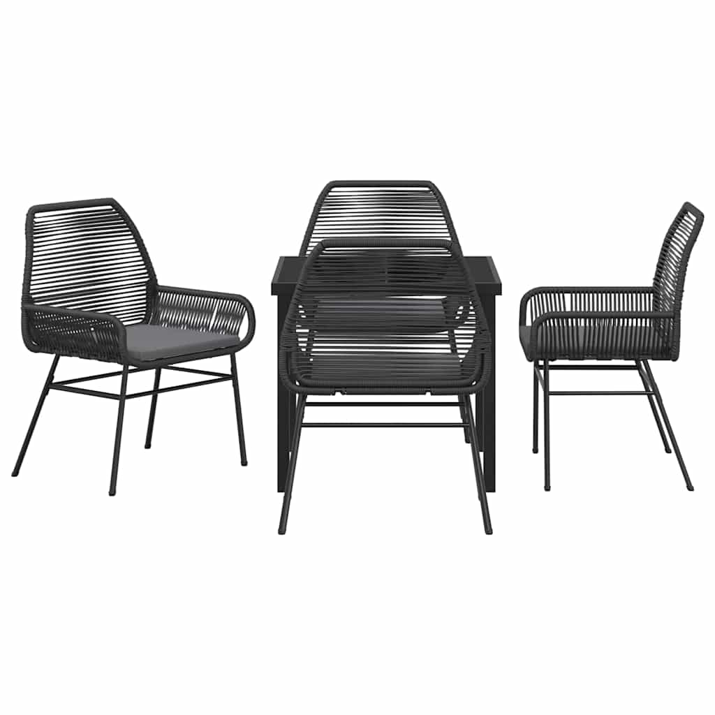 Have Spisebordssæt med pude 5 pcs Sort polyrattan
