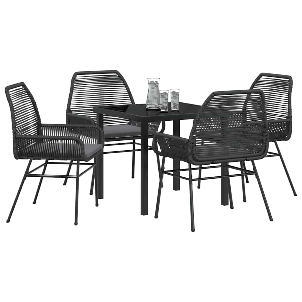 Have Spisebordssæt med pude 5 pcs Sort polyrattan