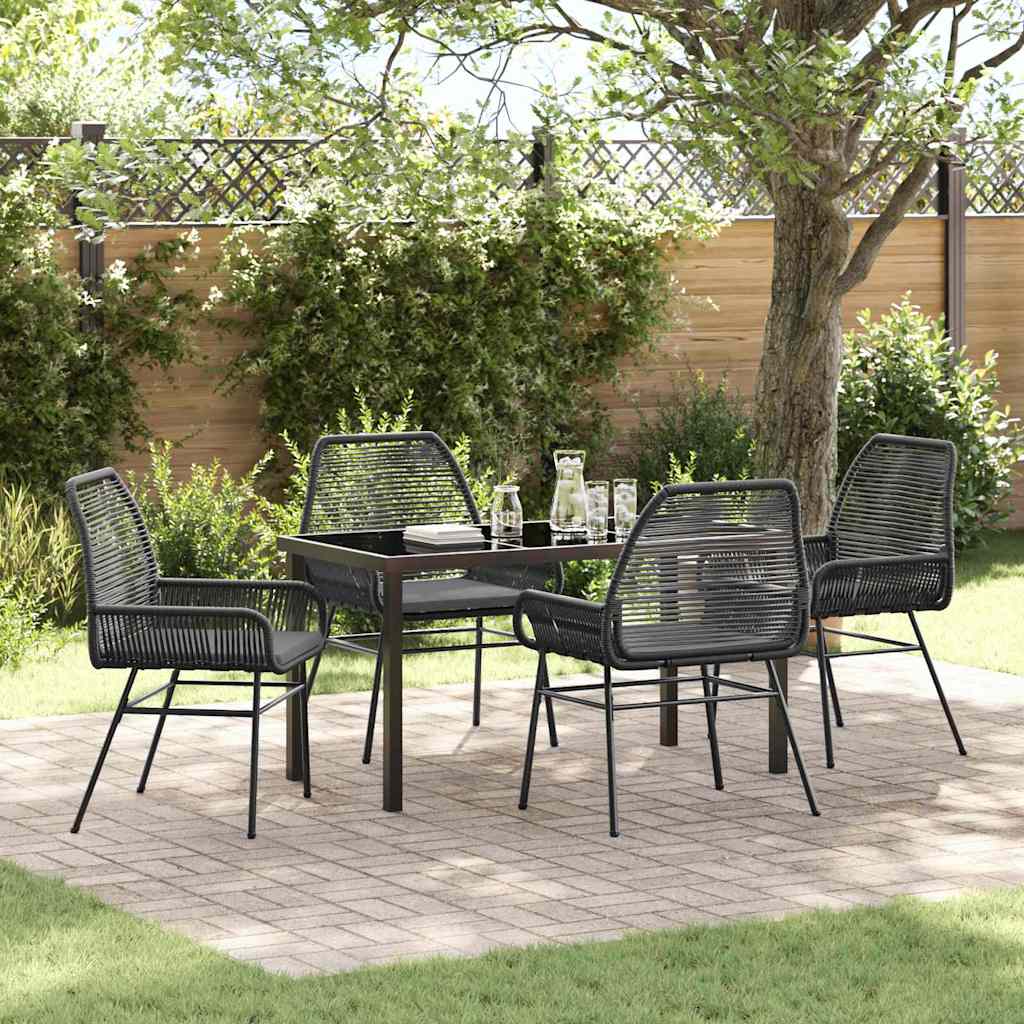 Have Spisebordssæt med pude 5 pcs Sort polyrattan