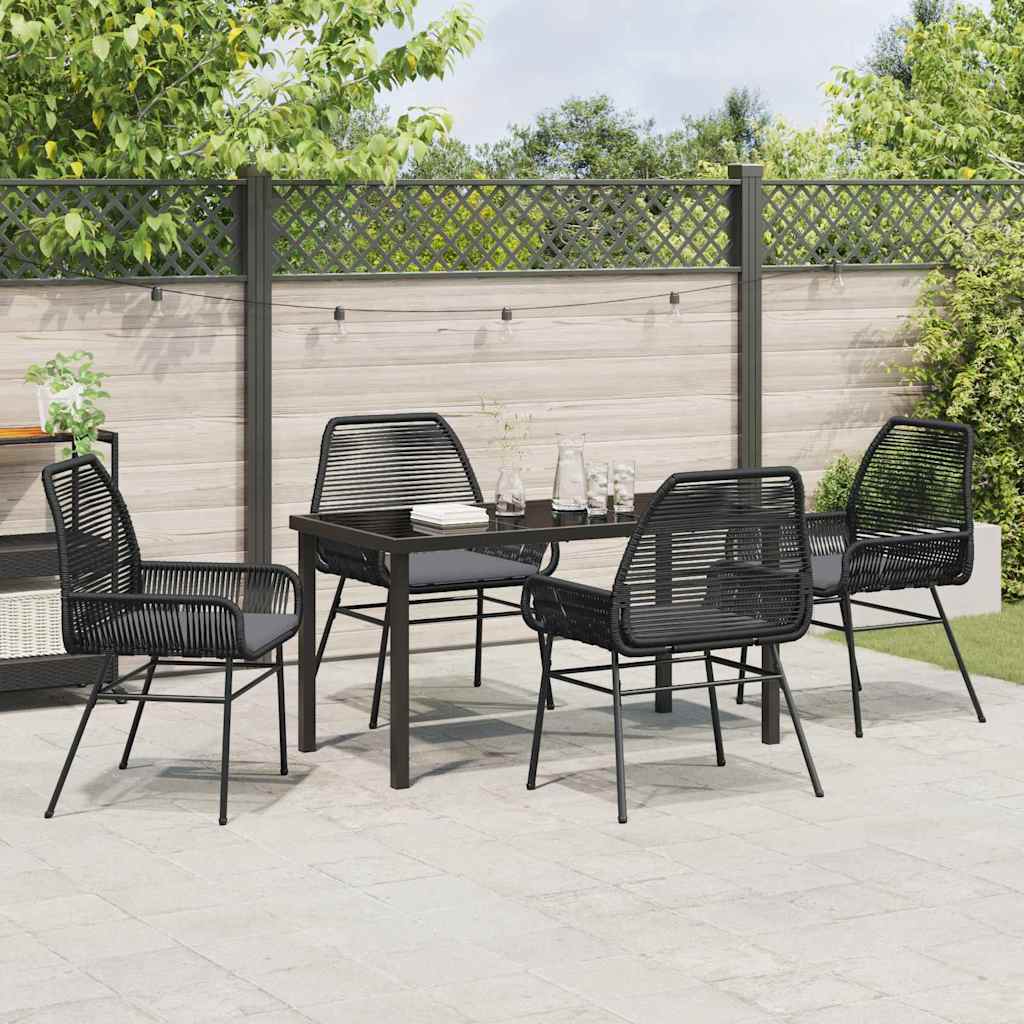 Have Spisebordssæt med pude 5 pcs Sort polyrattan