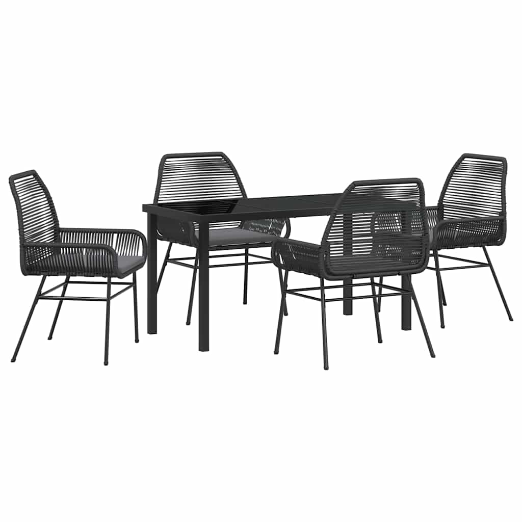 Have Spisebordssæt med pude 5 pcs Sort polyrattan