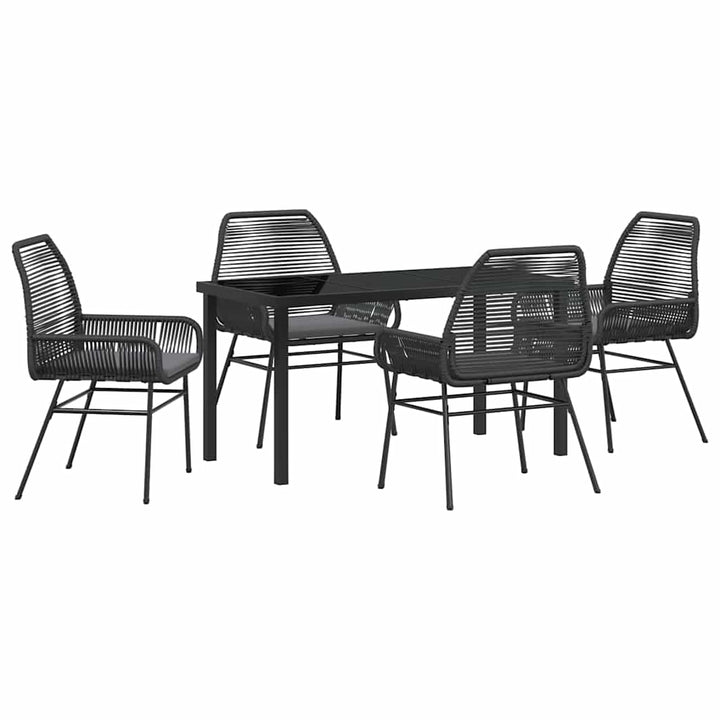Have Spisebordssæt med pude 5 pcs Sort polyrattan