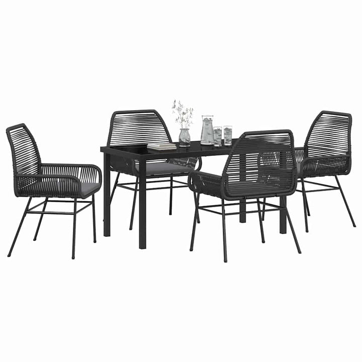 Have Spisebordssæt med pude 5 pcs Sort polyrattan