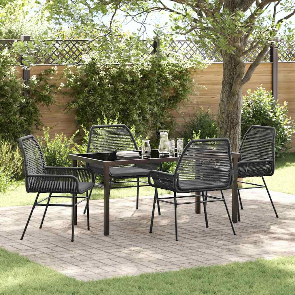 Have Spisebordssæt med pude 5 pcs Sort polyrattan