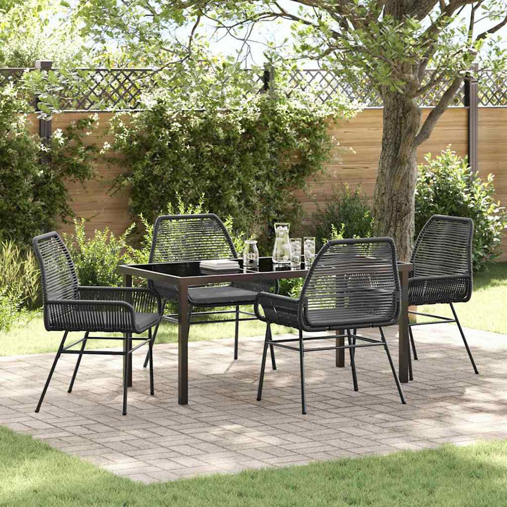 Have Spisebordssæt med pude 5 pcs Sort polyrattan