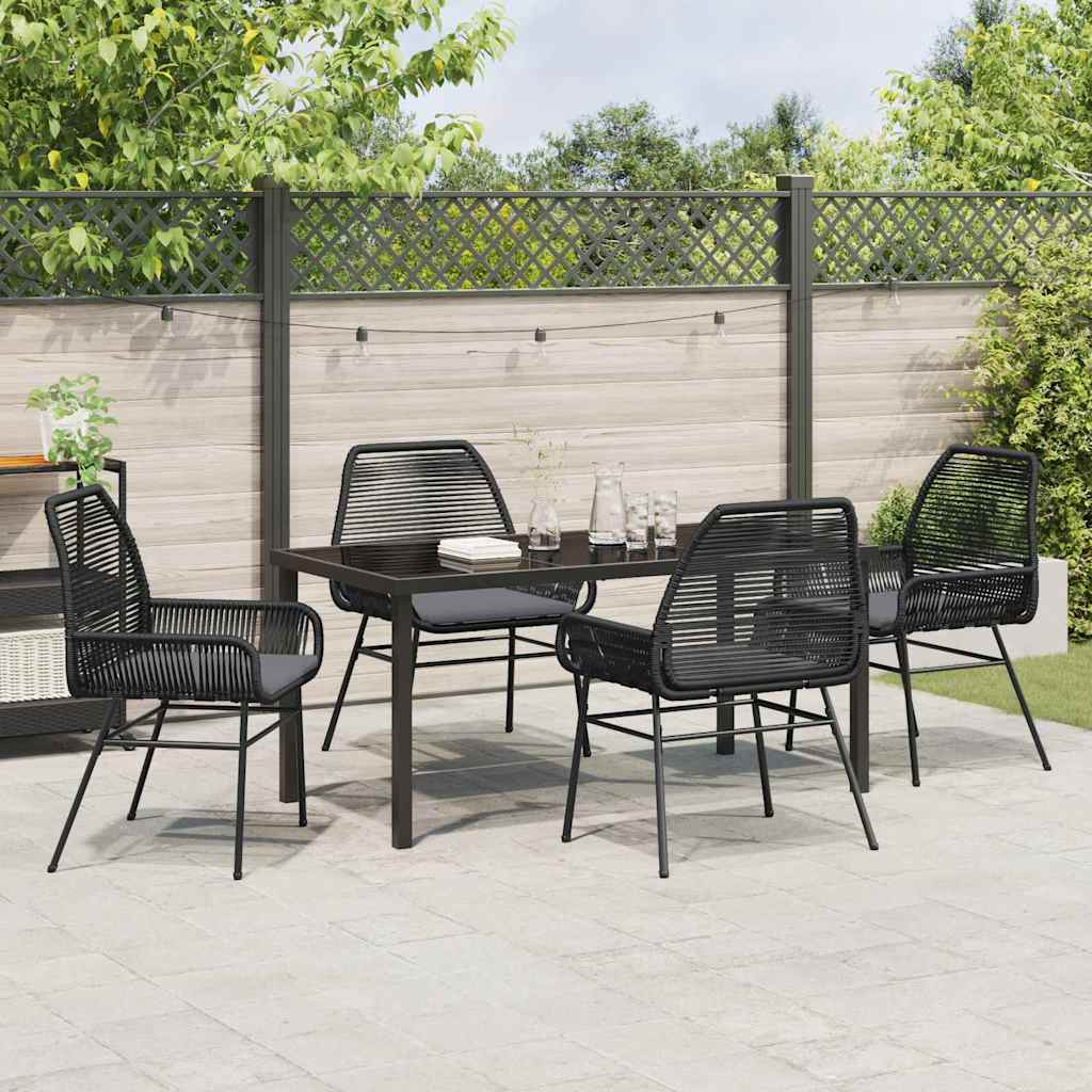 Have Spisebordssæt med pude 5 pcs Sort polyrattan