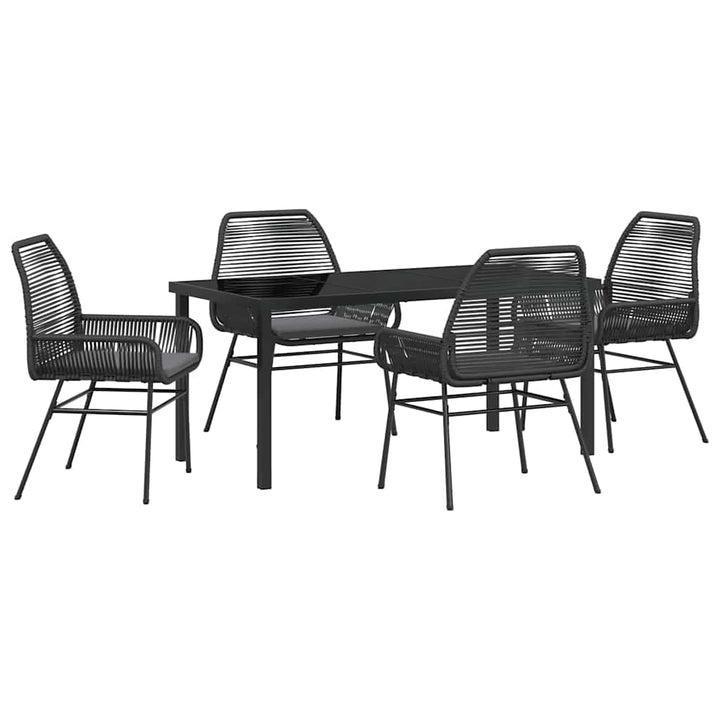 Have Spisebordssæt med pude 5 pcs Sort polyrattan