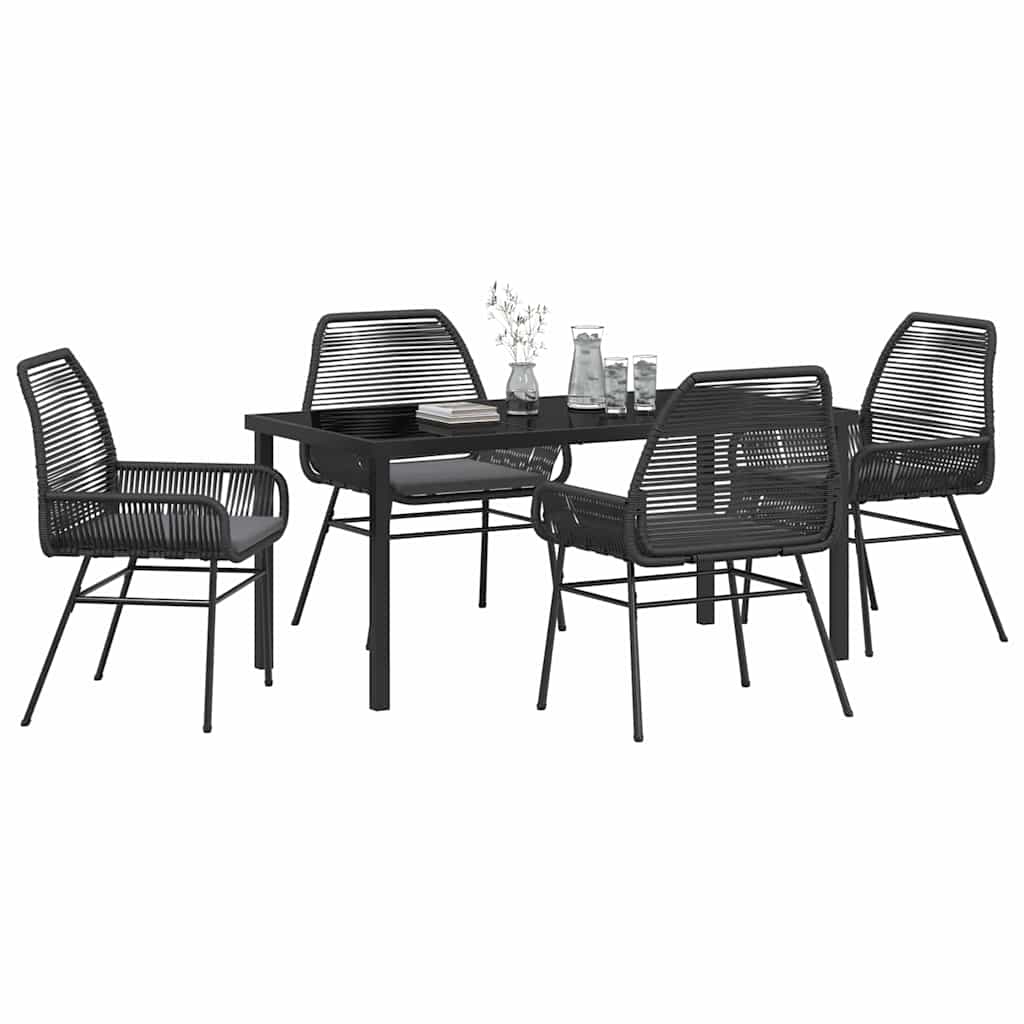 Have Spisebordssæt med pude 5 pcs Sort polyrattan