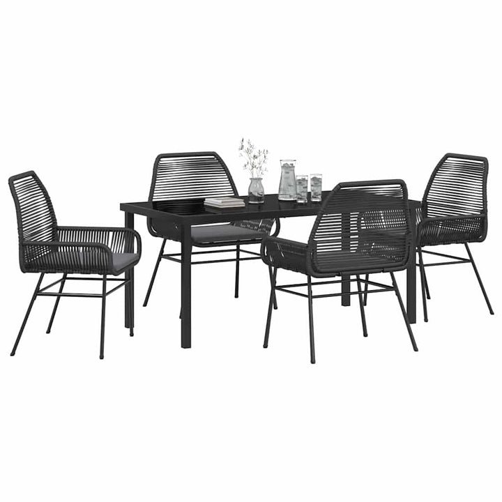 Have Spisebordssæt med pude 5 pcs Sort polyrattan