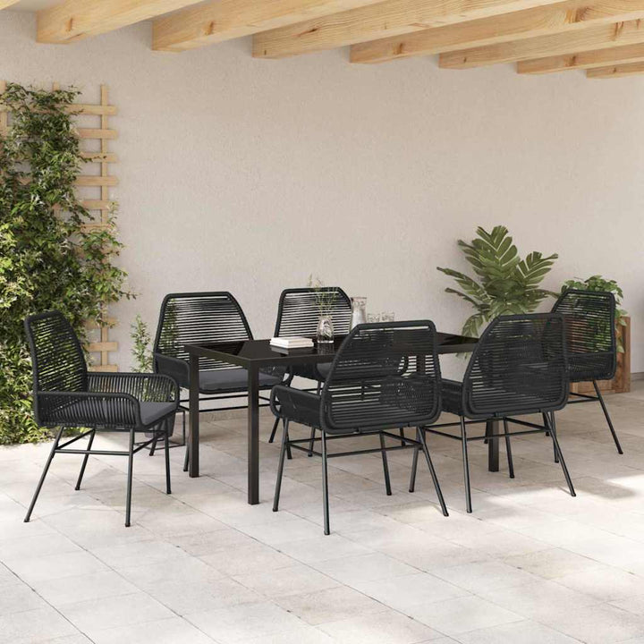 Have Spisebordssæt med pude 7 pcs Sort polyrattan